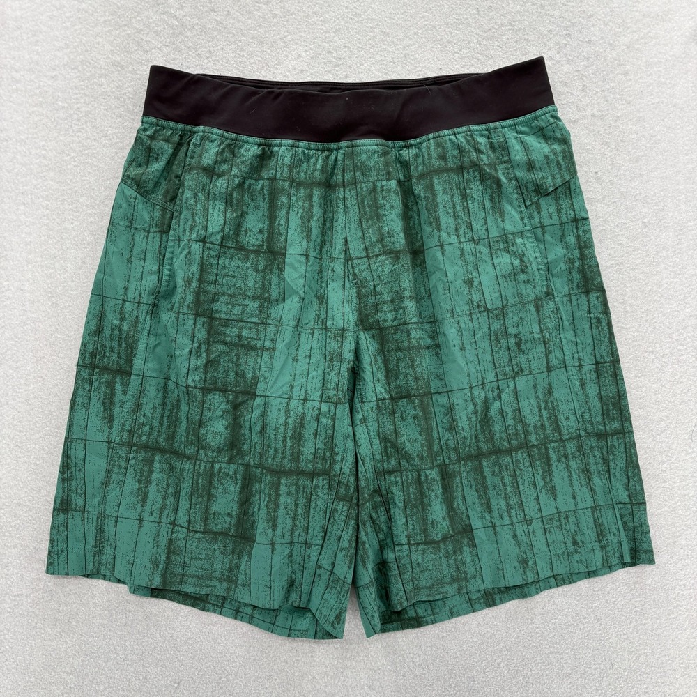 Lululemon Pace Breaker Shorts Mens Large Blue Green Vintage Abstract Running - Picture 1 of 11